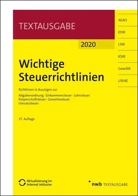 Produktbild von Wichtige Steuerrichtlinien 2020