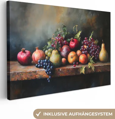 Produktbild von Wanddeko 30x20 cm - Stilleben - Früchtetisch, Leinwand Bilder Wohnzimmer