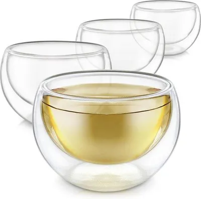 Immagine prodotto di Bicchieri a doppia parete, set da 4, 150 ml, per tè, caffè, espresso