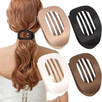 Produktbild von 4-teiliger flacher Haarclip, Damen Premium Haarclip, langlebiges Material, gekrümmte Oberfläche, modisch, multifunktional
