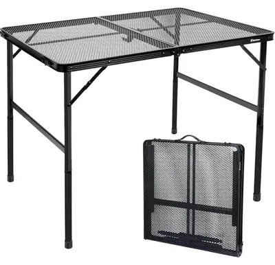 Immagine prodotto di Tavolo da campeggio pieghevole, 120x60 cm, con altezza regolabile da 42 a 66 cm, struttura in metallo, colore nero