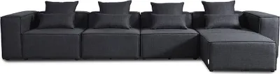 Produktbild von HOME DELUXE - Sofa VERONA - Anthrazit, Größe: XL - ca. 414 x 70 x 207 cm, Sitzhöhe: 46 cm, Sitztiefe: 80 cm, inkl. Kissen I Modulares Sofa Modulsofa Ecksofa Wohnlandschaft