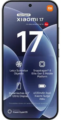 Produktbild von Xiaomi 17 Schwarz – 6,3" 5G-Smartphone, 12 GB RAM, 512 GB Speicher, 6330 mAh Akku (schwarz)