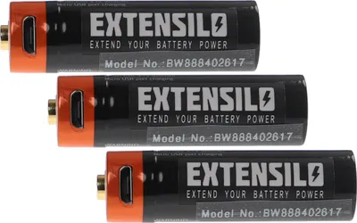 Produktbild von EXTENSILO 3x AA Mignon Akkus mit Micro USB-Anschluss (920 mAh, 1,5 V, Li-Ion)