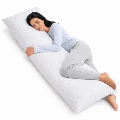 Productafbeelding van Comfeur XXL lichaamskussen 50x160 cm met memory foam vulling – verstelbaar zijslaperkussen voor optimale lichaamsondersteuning