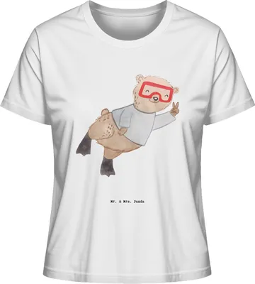 Produktbild von Mr. & Mrs. Panda Kurzarmshirt Damen Bär Tauchen Größe XL - Weiß - Geschenk, Dive, Schnorcheln, Oberteil, Basic T-Shirt, Diving, Shirt, Sommershirt, Tauchgang, Tauchschule