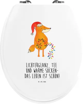 Produktbild von Mr. & Mrs. Panda WC Sitz Fuchs Weihnachten - Weiß - Geschenk, Nikolaus, WC-Sitz, Weihnachtsmann, klo deckel, Brille, Klodeckel, Toilettendeckel, Winter, Füchse