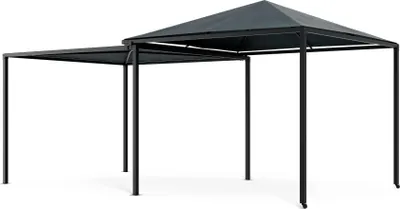 Image de Blumfeldt ShadeMax Tonnelle 3x6 - Armature Métallique, Toit Polyester UV30+, Extensible 295-560 cm, Tonnelle de Jardin Extérieur, Gris Foncé