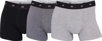 Produktbild von CR7 Herren Boxershorts, 3er Pack - Bambus-Viskose,Trunks, Baumwolle Stretch, Logobund Schwarz/Grau XL