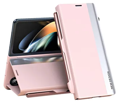 Obrázek produktu pro Pouzdro pro Samsung Galaxy Z Fold 6 Tenké PC Kožené pouzdro se pantu, držákem na stylus a stojánkem Růžový