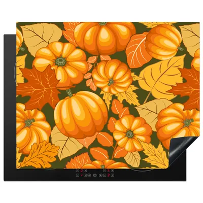 Produktbild von KitchenYeah© Herdabdeckplatte Herbst - Muster - Kürbis , 65x52cm, Küche Deko, Glaskeramikkochfeld Herdabdeckung, Abdeckplatte fùr Kochfeld