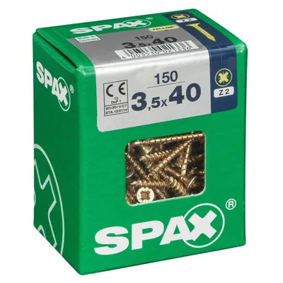 Produktbild von SPAX 4081020350407, Schraube, Stahl, Zink, Holz, Flachkopf, Pozidriv, Gelb