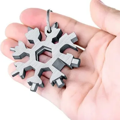 Produktbild von 18-in-1 Schneeflocken Multi-Tool, Tragbarer Edelstahl Schneeflocke Flaschenöffner Schraubendreher - MULTIFLAKE