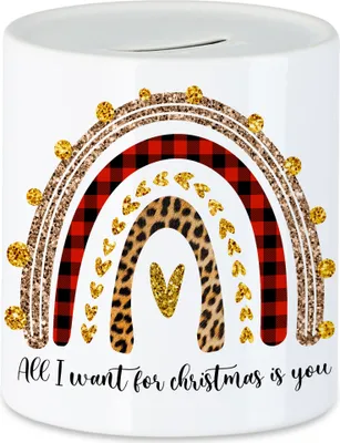 Produktbild von All I Want For Christmas Spardose Geschenkidee Liebe Freundin Freund Liebesbotschaft Süßes Motiv für Weihnachten