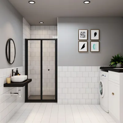 Produktbild von Duschspa Klapptür 80x195cm Schwarz Schiebetür Nischentür 5mm ESG Sicherheitsglas Duschtür