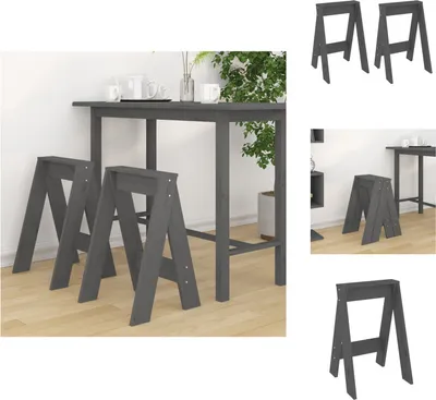 Immagine prodotto di vidaXL Sgabello 2 pz. Grigio 40x40x60 cm in legno di pino massiccio - Sedie e sgabelli pieghevoli