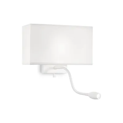Zdjęcie produktu dla Nowoczesny metalowy kinkiet hotelowy biały 2 światła E27+Led 1,5W