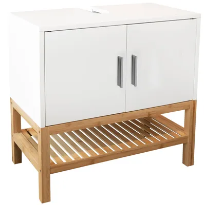 Produktbild von osoltus Unterschrank Waschbeckenunterschrank Osaka Bambus / weiß