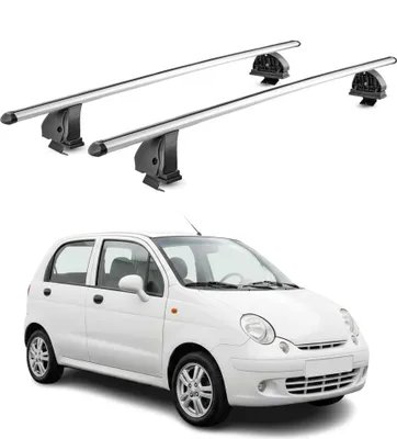 Productafbeelding van Aluminium dakkap voor Chevrolet Matiz I (1998-2005), met T-gleuf, draagvermogen 75 kg, 2-delig, zilverkleurig
