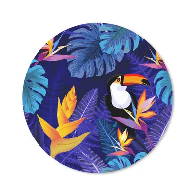 Produktbild von MuchoWow® Mauspad Mousepad Dschungel - Tukan - Blumen - Pflanzen - Kinder - Lila - Tiere 20x20 cm - Mousepads - Maus Mat - Pad - Mausunterlage - Schreibtischmatte
