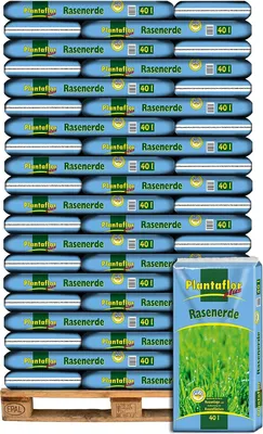 Produktbild von 60 x 40L Plantaflor Plus Rasenerde, Spezial Erde für Rasen Neuanlagen und Ausbesserungen mit Quarzsand