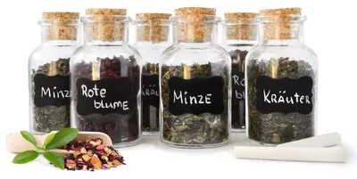 Produktbild von Set mit 6 Gewürzbehältern mit Korkverschluss – 180 ml – luftdicht