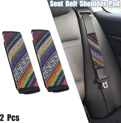 Image de 2pcs Universel Voiture Ceinture Sécurité Épaule Tampon Couvertures Lin Multicolore