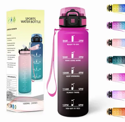 Imagen del producto de Botella de agua Motswedi con pajita, 1000 ml, libre de BPA, ideal para deportes, a prueba de fugas, apta para bebidas carbonatadas, botella de agua para fitness