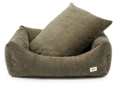 Produktbild von Snozy Hundebett aus grünem Cord – Größe L (90x78x22cm) – weiches Hundebett für Hunde, bequem & gemütlich