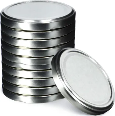 Immagine prodotto di Set di coperchi per conserve in metallo KADAX "Valsta", con 4 denti a scatto, argento, 66 mm, 10 pezzi