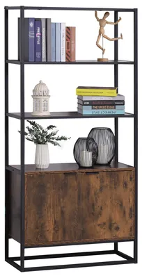 Immagine prodotto di Libreria 3 Ripiani 2 Ante 76x33x162,5 cm in Legno e Metallo Nero