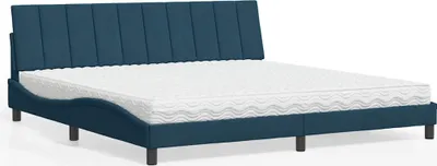 Image de vidaXL Lit avec matelas "Hanko" bleu 200x200 cm velours