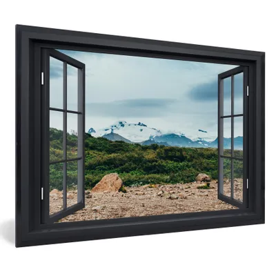 Obrázok produktu pre MuchoWow® Zarámovaný plagát Výhľad - Hory - Tráva 60x40 Nástenný plagátový rám Fotky