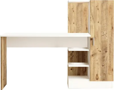 Zdjęcie produktu dla HowHomely | Biurka - LAURA - 120 cm - Biały/Sosna - Funkcjonalność i nowoczesny design - Biurko Biały