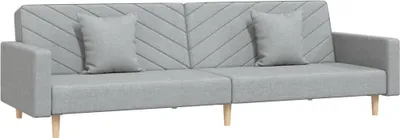 Imagen del producto de vidaXL Sofá cama de 2 plazas con 2 cojines, color gris claro, tapizado en tela