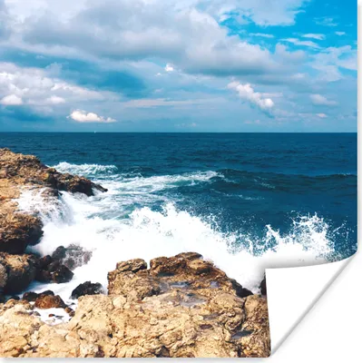 Produktbild von MuchoWow® Poster Meer - Felsen - Ufer - Strand 75x75 cm - Wand Dekoration