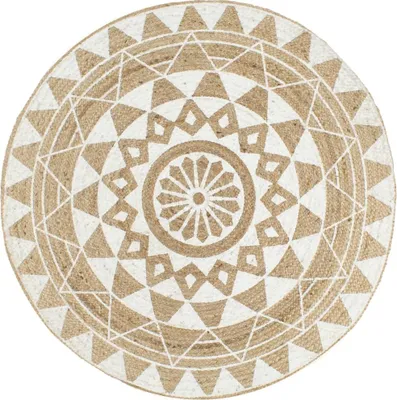 Produktbild von Teppich Handgefertigt Jute mit weißem Aufdruck 90 cm , Designerteppiche Design 2024