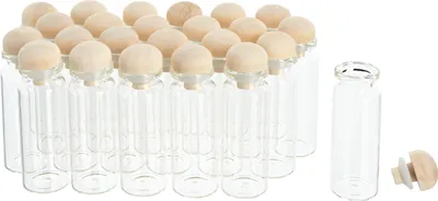 Produktbild von VBS XXL Gläschen mit Holzverschluß, 24 Stück, Ø 2,5 cm, H 6 cm, ca. 15 ml