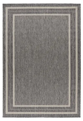 Produktbild von Padiro Design Kurzflor-Teppich 80 x 150 cm - Hellgrau - modernes geometrisches Muster - für den Innen- und Außenbereich - für Fußbodenheizung