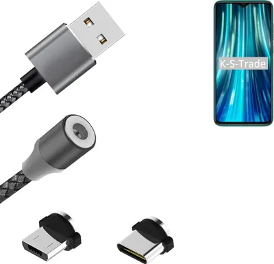 Produktbild von K-S-Trade Hochwertiges Magnet-Lade-kabel Sync-Kabel Daten-Kabel für Xiaomi Redmi Note 8 Pro mit USB-Typ-C-Anschluss und Micro-USB-Anschluss 2A bis zu