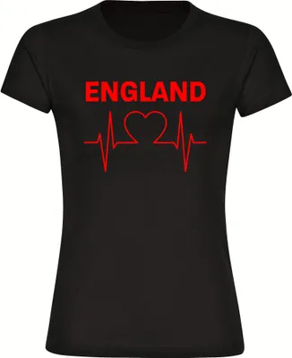 Produktbild von multifanshop Damen T-Shirt - England - Herzschlag, schwarz, Größe L