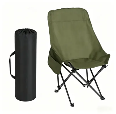 Produktbild von Campingstuhl Sommer - Angelstuhl & Wanderstuhl faltbar, 120kg belastbar mit hoher Rückenlehne & Tragetasche, Grün