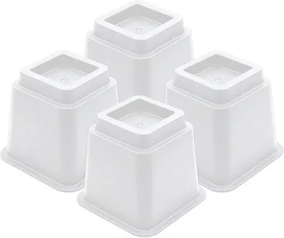 Zdjęcie produktu dla Podwyższenie mebli JustValue – zestaw 4 sztuk – podwyższenie 13 cm – maks. 600 kg – białe