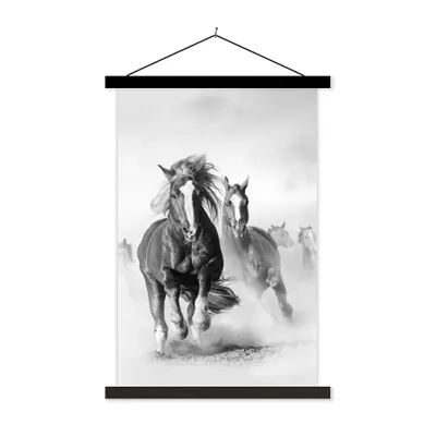 Produktbild von MuchoWow® Textilposter Pferde - Tiere - Illustration 120x180 cm mit schwarzem Rahmen - Fotos