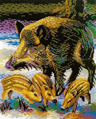 Produktbild von Stick it®  Wildschwein mit Ferkel ca. 10.000 Teile mit XXL-Steckvorlage