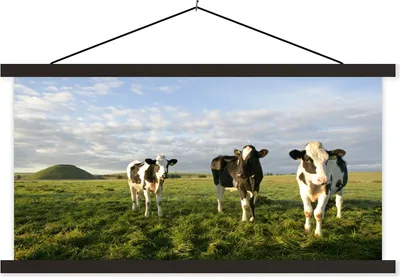 Produktbild von MuchoWow® Textilposter Kuh - Sonne - Tiere 120x60 cm mit schwarzem Rahmen - Dekoration Schlafzimmer