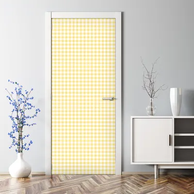 Produktbild von Dekorative Türtapete selbstklebend Klebefolie Türposter Türaufkleber Gelb Kariert 77 x 200 cm