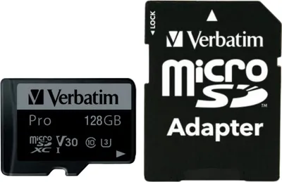 Zdjęcie produktu dla Verbatim Pro, 128 GB, MicroSDXC, Klasa 10, UHS-I, 90 MB/s, 45 MB/s