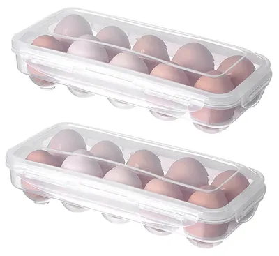 Image de Ensemble de 2 boîtes de rangement pour œufs - Récipients à œufs avec couvercle