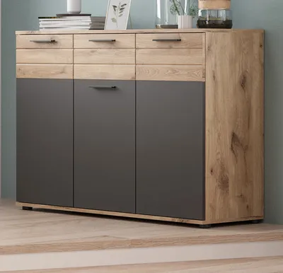 Produktbild von Sideboard "Tomaso" Eiche und grau Wohn- und Esszimmer Kommode 180 cm mit Soft-Close
